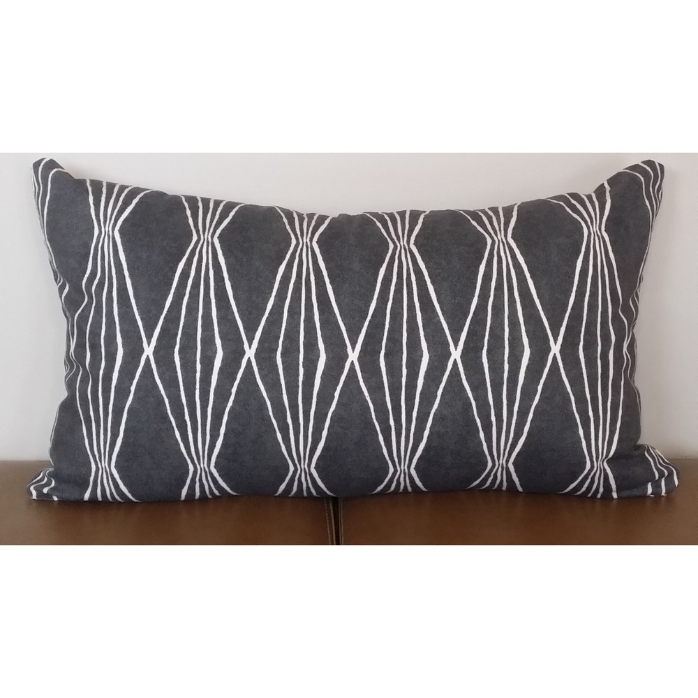 R. Allen Lumbar 14X24 Throw Pillow Cover Charcoal Gray Handcut Shapes Zipper NEW